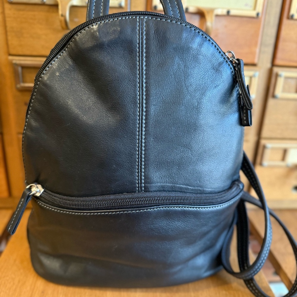 Tignanello Black Leather Backpack - Picture 16 of 16